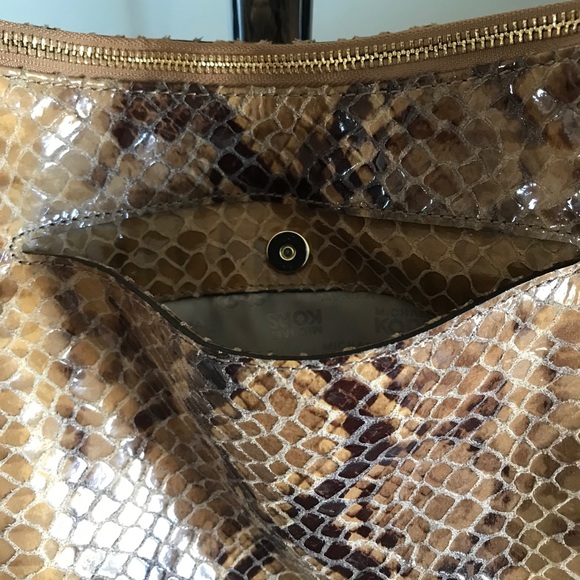 MICHAEL KORS Python Snake Brown Hobo Shoulder Handbag Purse - Picture 10 of 16